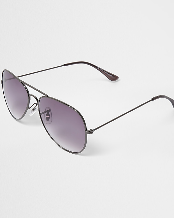 Grey smoke lens aviator sunglasses