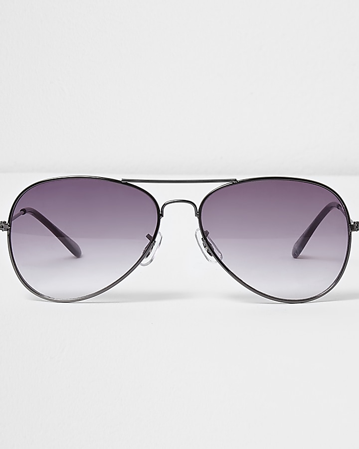 Grey smoke lens aviator sunglasses