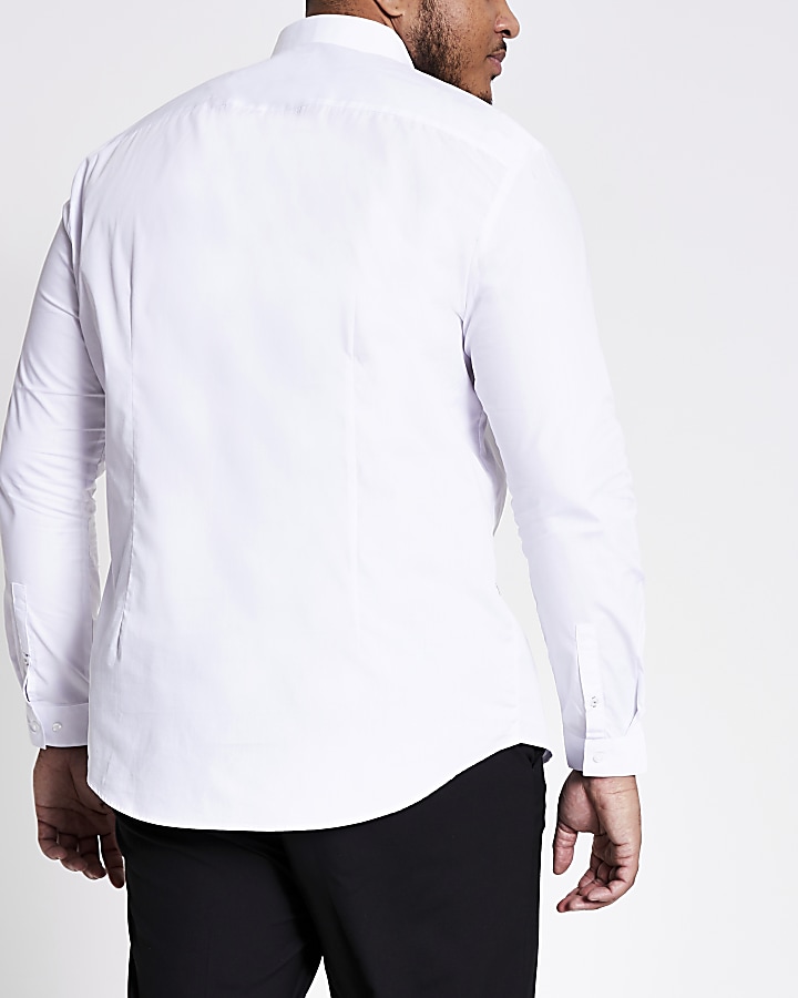 Big and Tall white slim fit long sleeve shirt