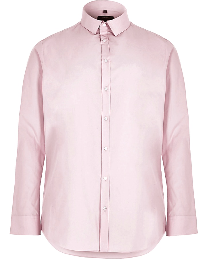 Big and Tall pink slim fit smart shirt
