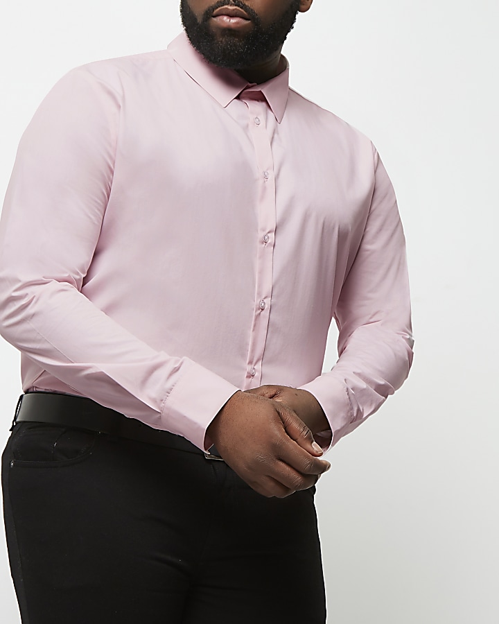 Big and Tall pink slim fit smart shirt