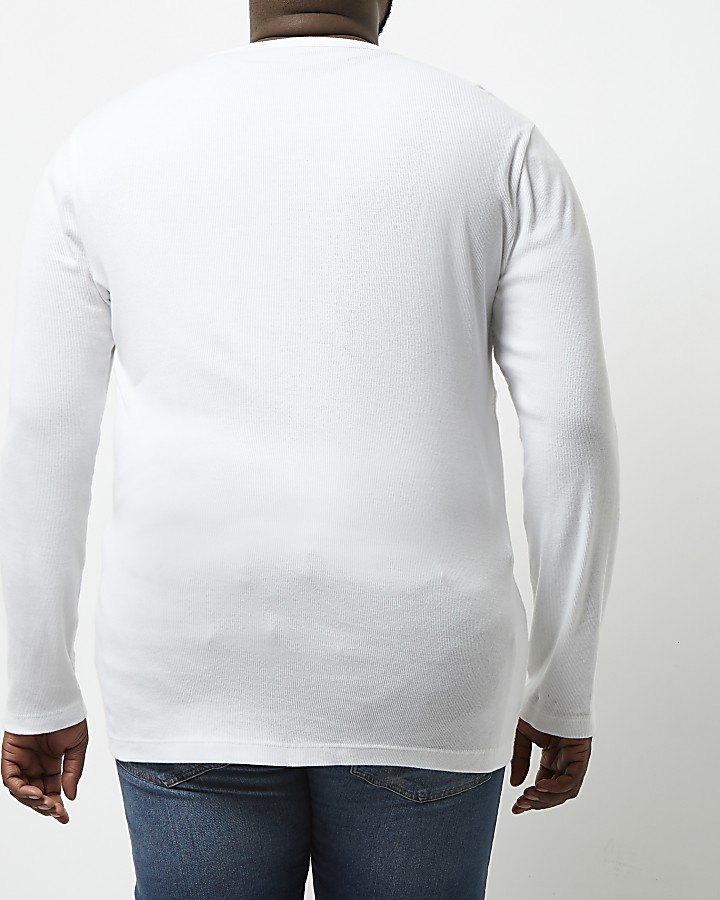 Big and Tall white long sleeve T-shirt