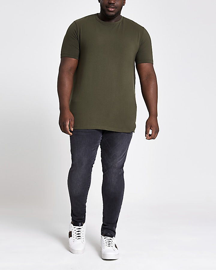 Big and Tall dark green muscle fit T-shirt