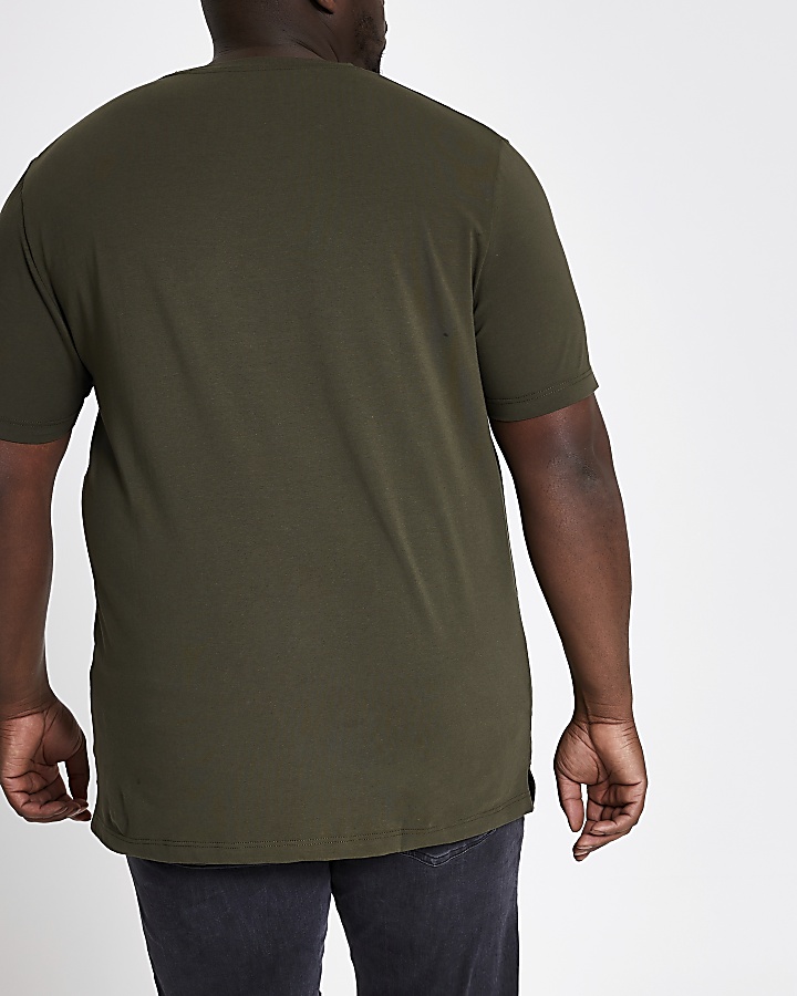 Big and Tall dark green muscle fit T-shirt