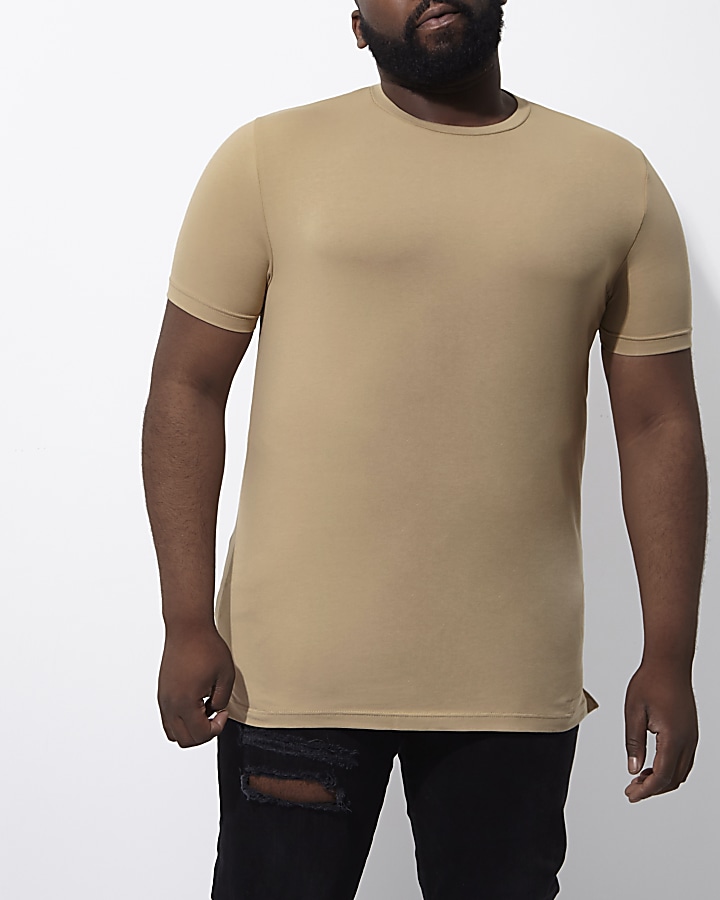 Big and Tall light brown muscle fit T-shirt