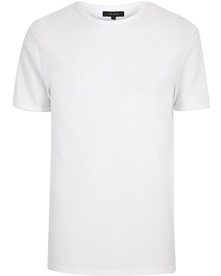Big and Tall white waffle crew neck T-shirt