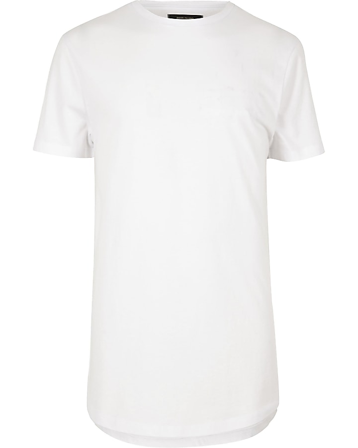 Big and Tall white curved hem T-shirt