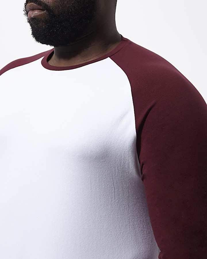 Big and Tall white and red raglan T-shirt