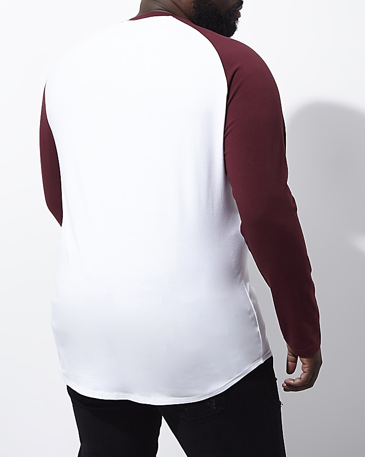 Big and Tall white and red raglan T-shirt