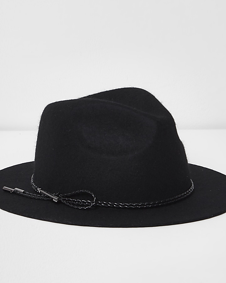 Black felt fedora hat