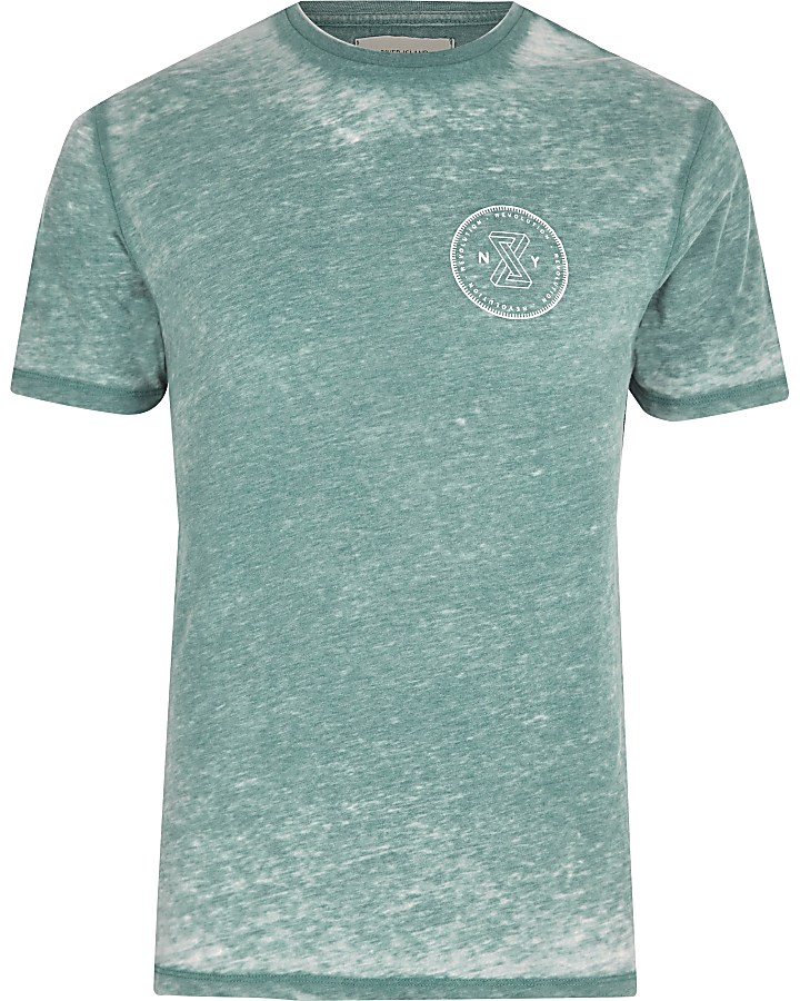 Mint green burnout slim fit T-shirt