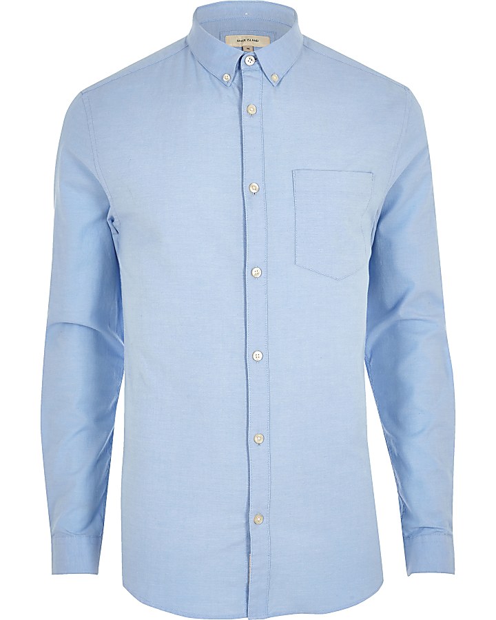 Light blue muscle fit Oxford shirt