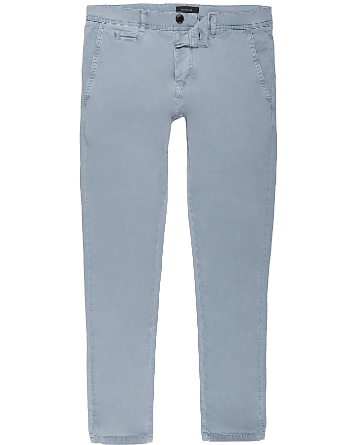 Blue stretch super skinny chino trousers