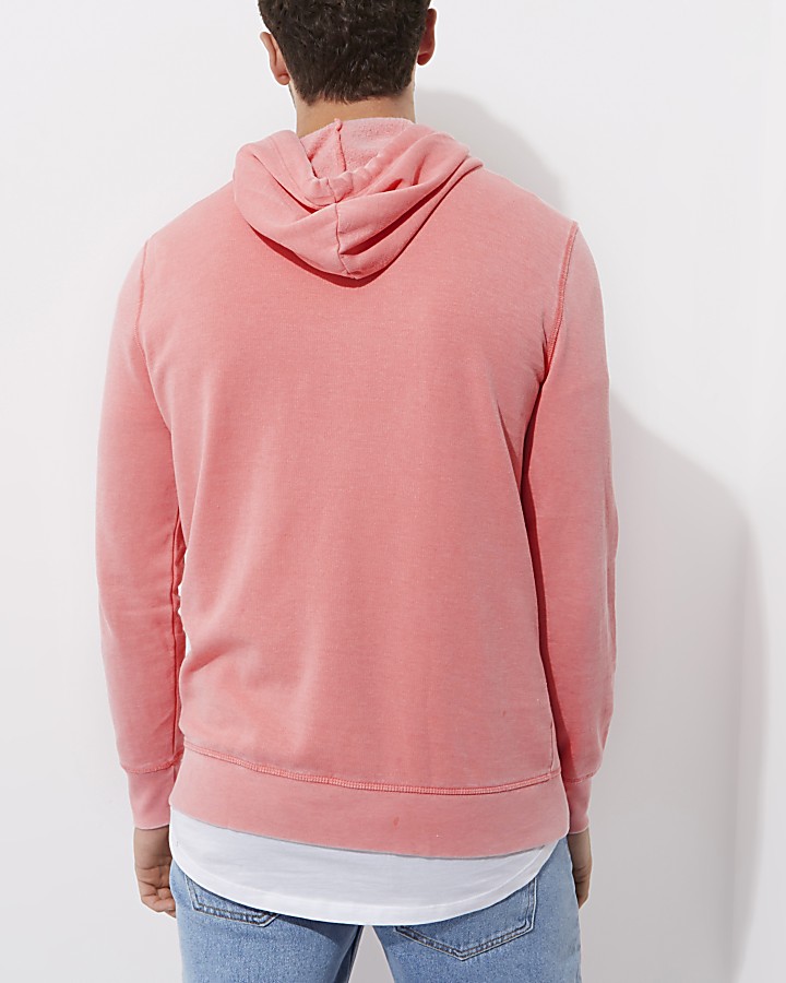 Pink burnout jersey hoodie