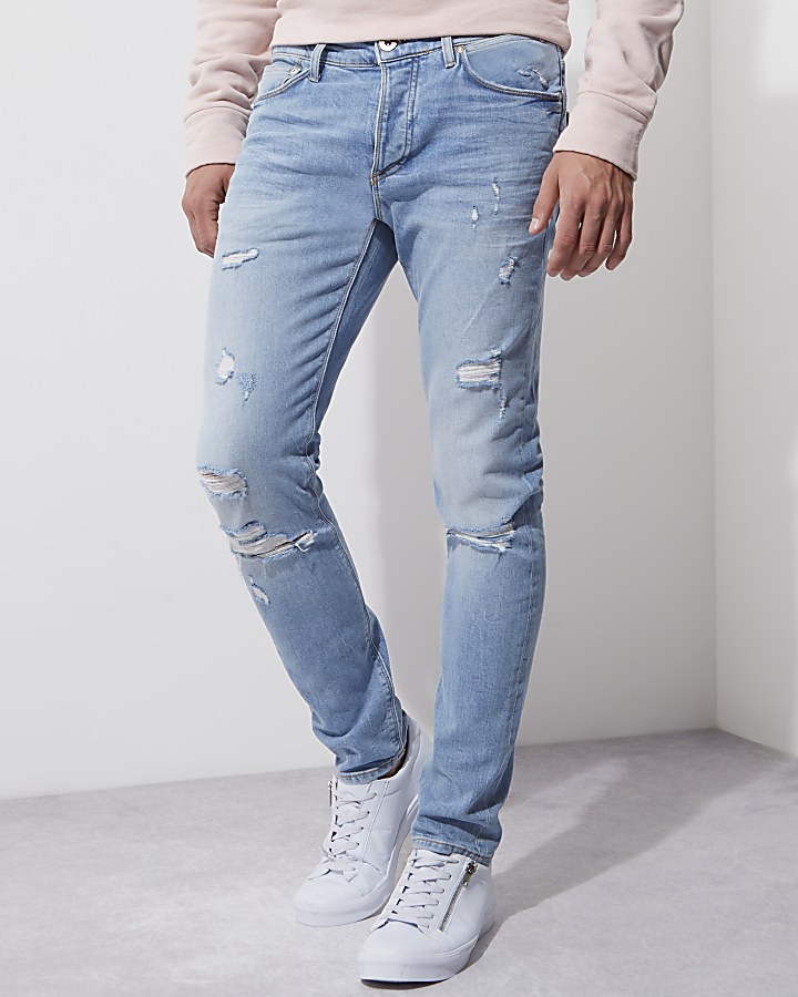 Light blue wash Sid distressed skinny jeans