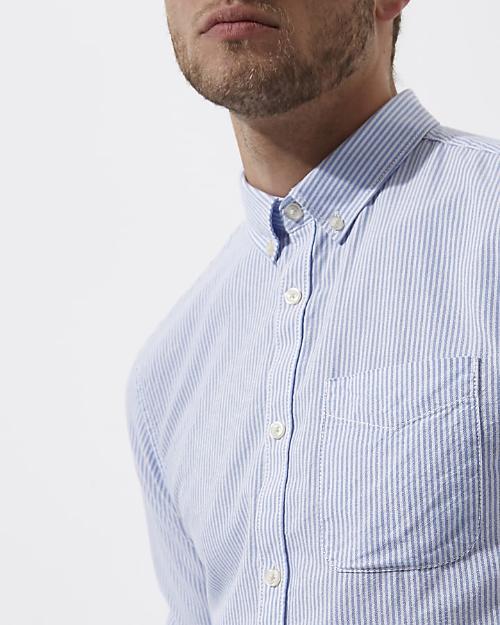 Blue stripe print Oxford shirt