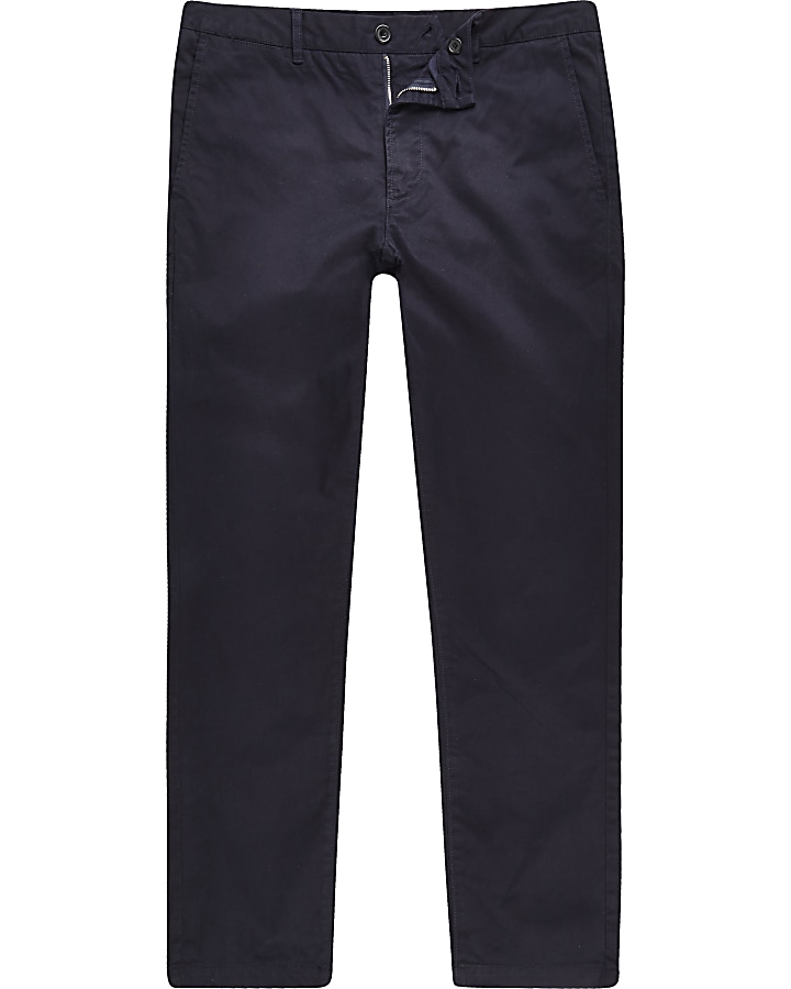 Navy blue casual slim fit chino trousers