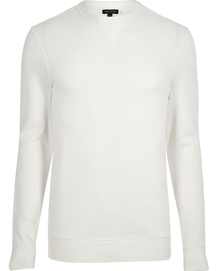 Cream long sleeve muscle fit sweatshirt