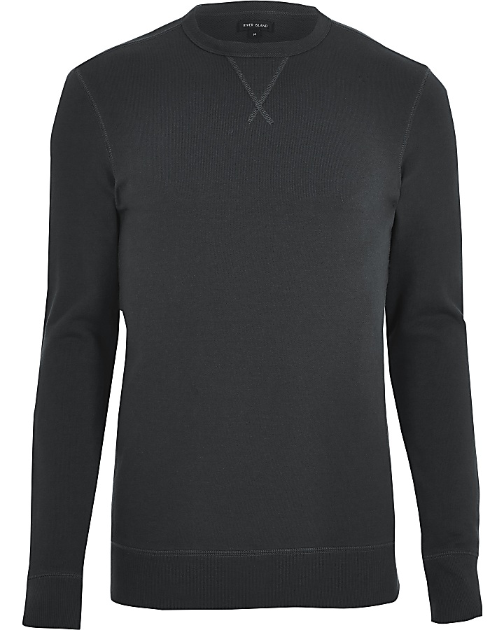 Black long sleeve muscle fit sweatshirt