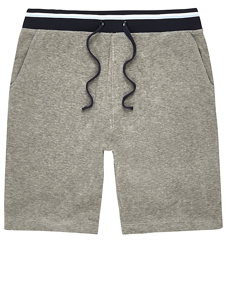 Grey contrast stripe towel shorts
