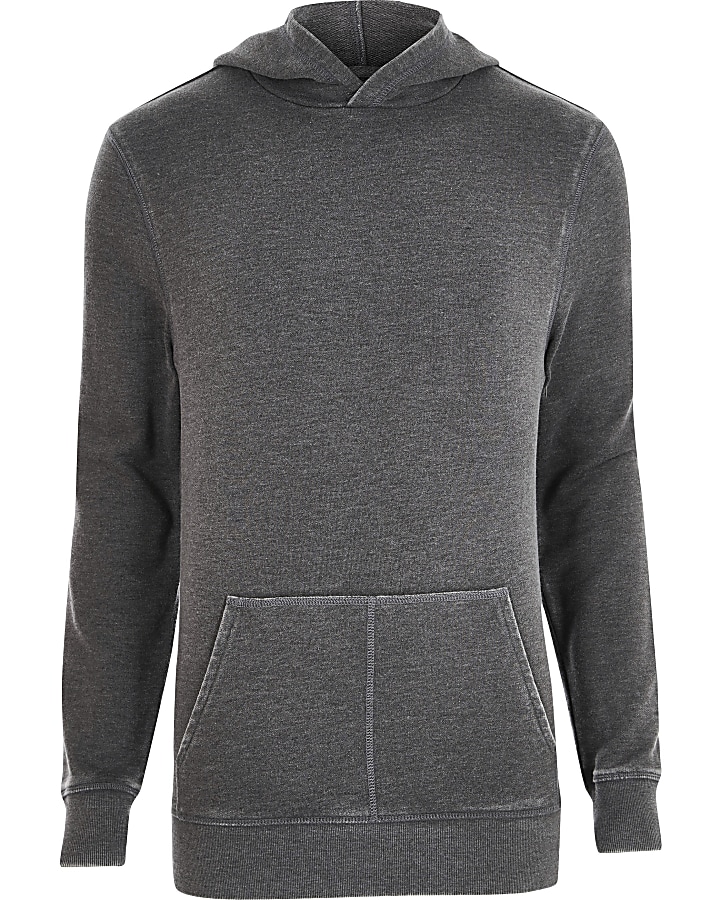 Dark grey burnout long sleeve hoodie