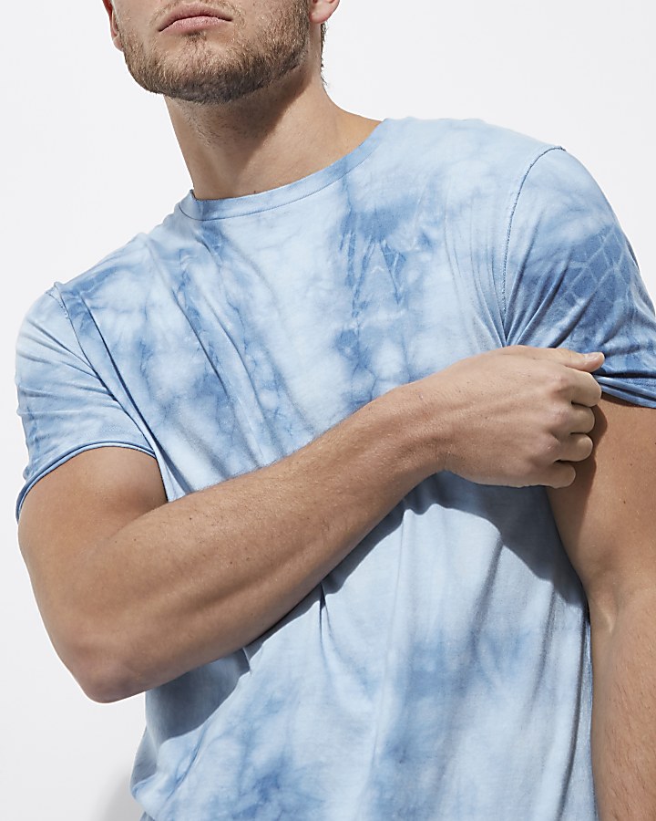Blue tie dye slim fit T-shirt
