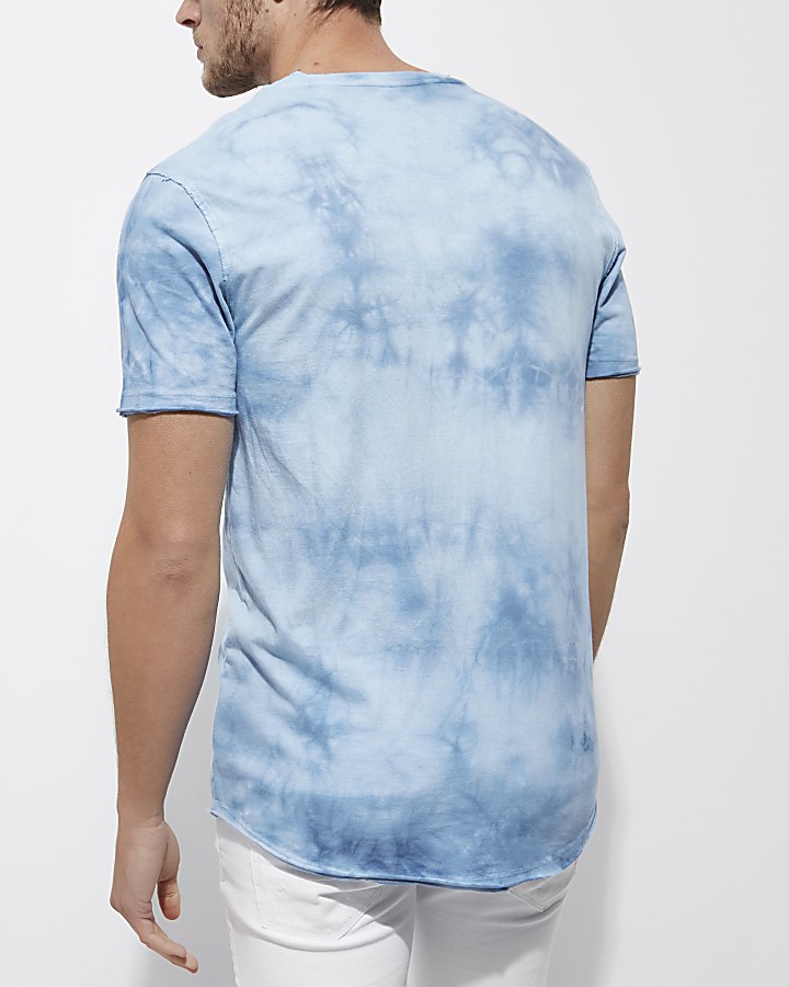 Blue tie dye slim fit T-shirt