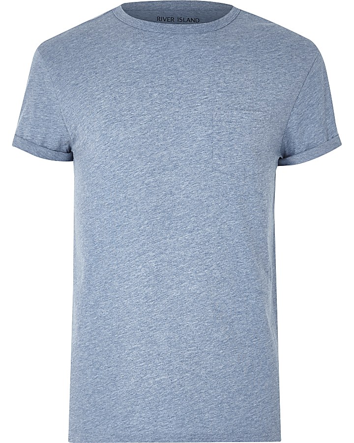 Blue marl pocket T-shirt