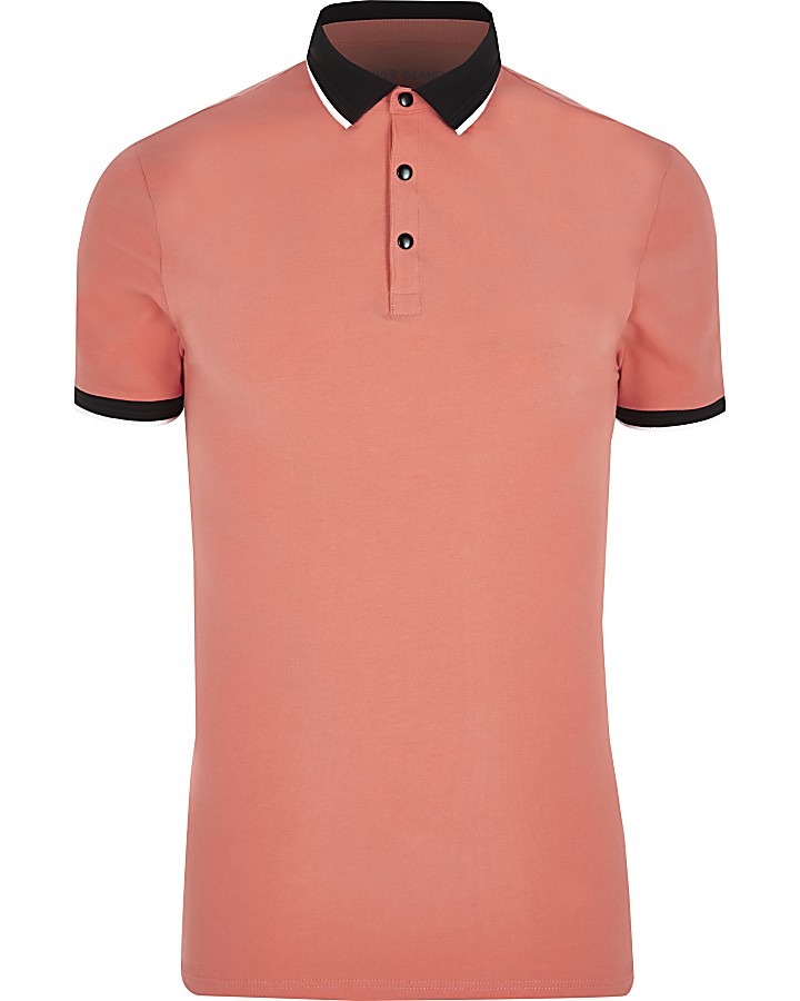 Red tipped muscle fit polo shirt