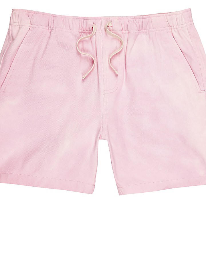 Pink acid wash woven shorts