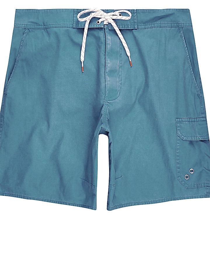 Blue acid wash swim shorts