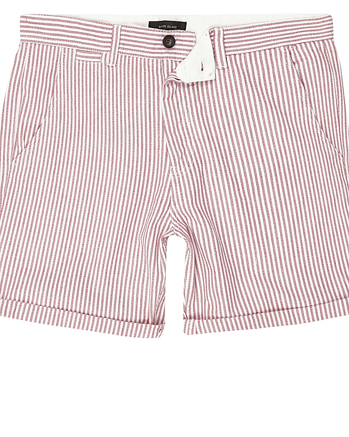 Red stripe chino shorts