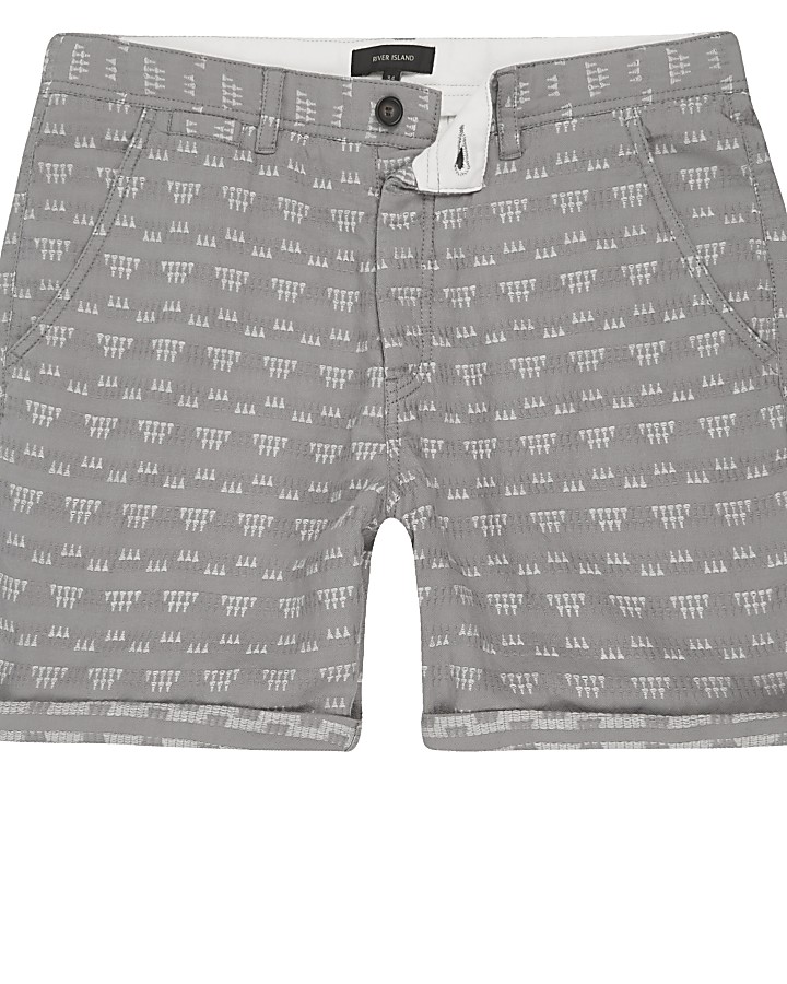 Grey textured geo shorts