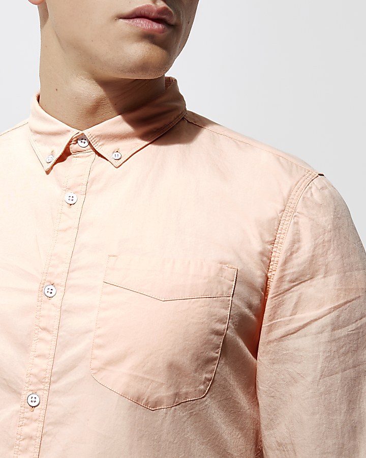 Orange long sleeve slim fit summer shirt