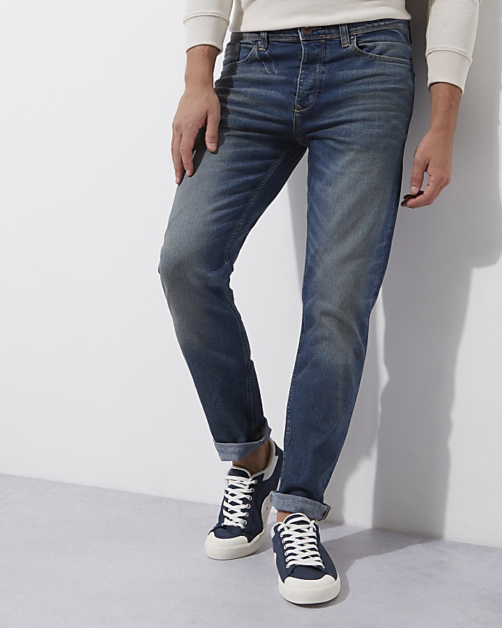 Mid blue wash faded Dylan slim fit jeans
