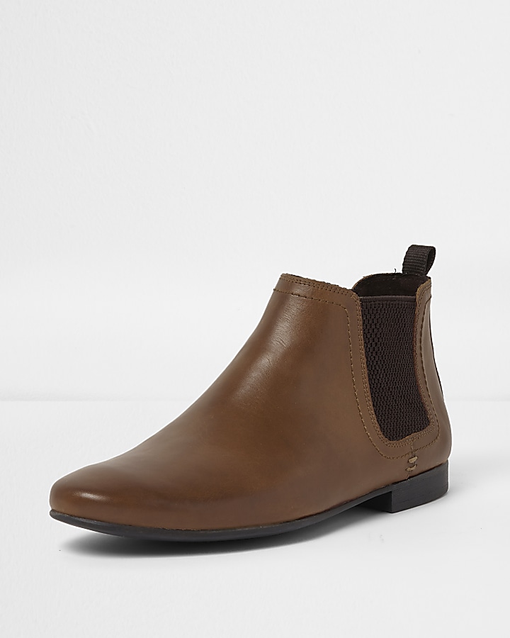Brown leather chelsea boots