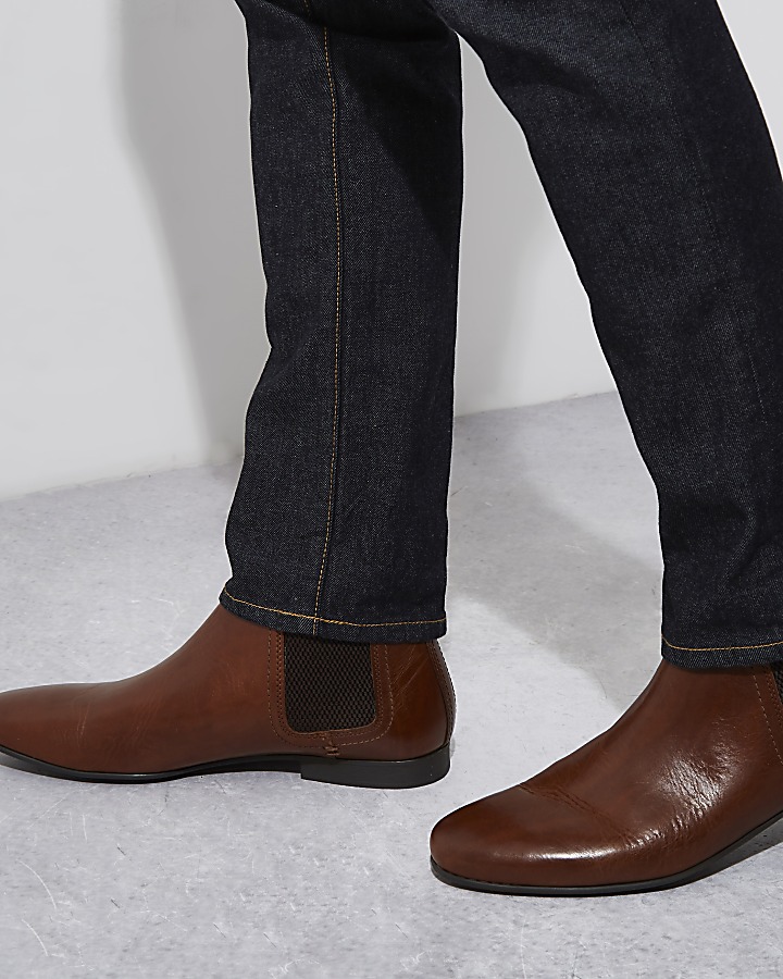 Brown leather chelsea boots