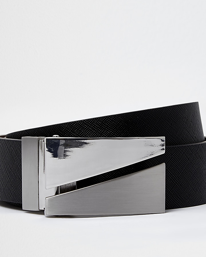 Black split plate reversible belt