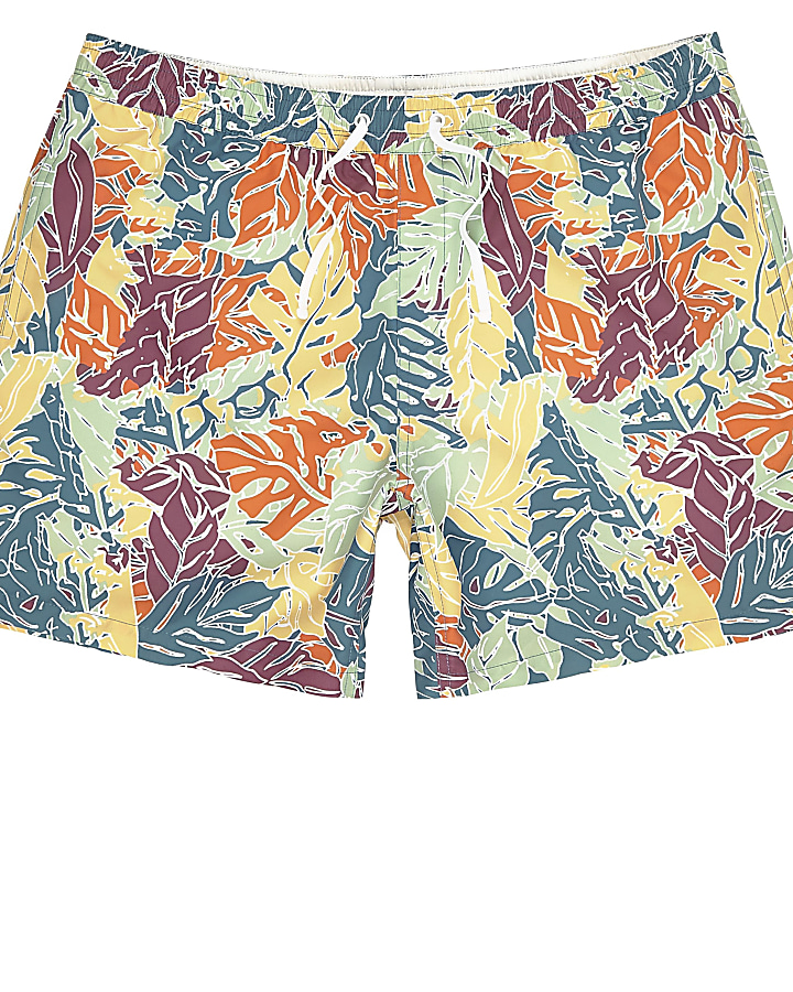 Big and Tall orange palm short swim shorts