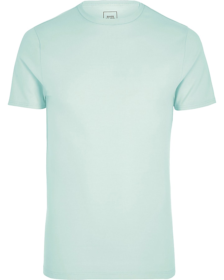 Green muscle fit crew neck T-shirt
