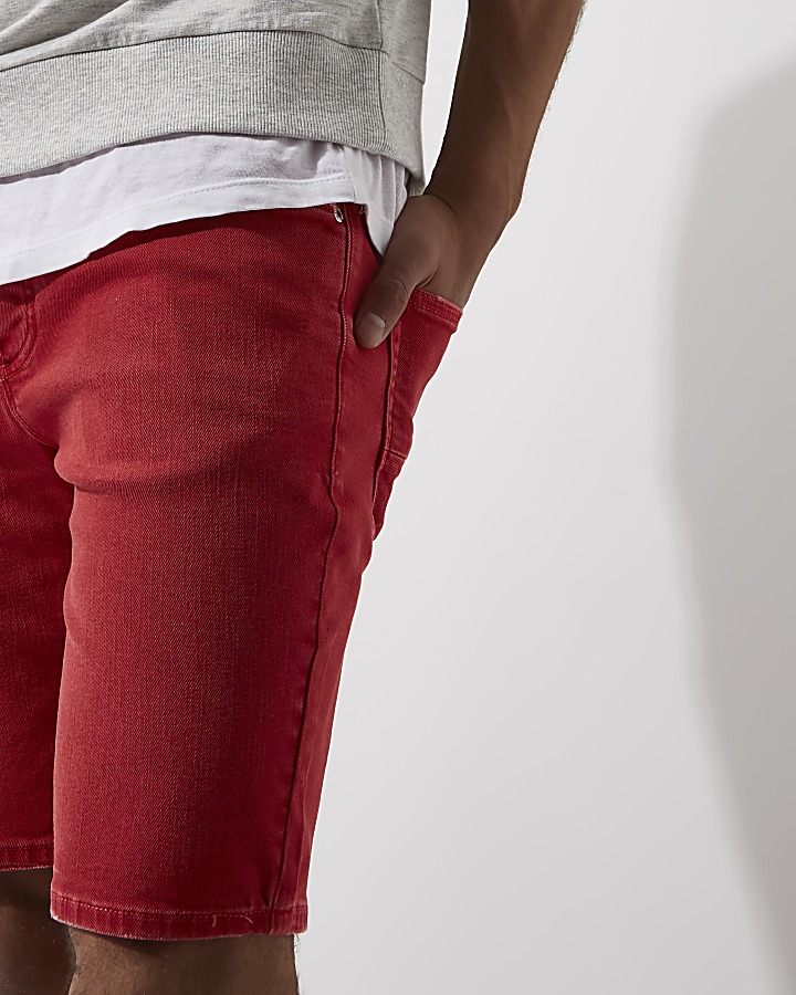 Red skinny fit denim jeans
