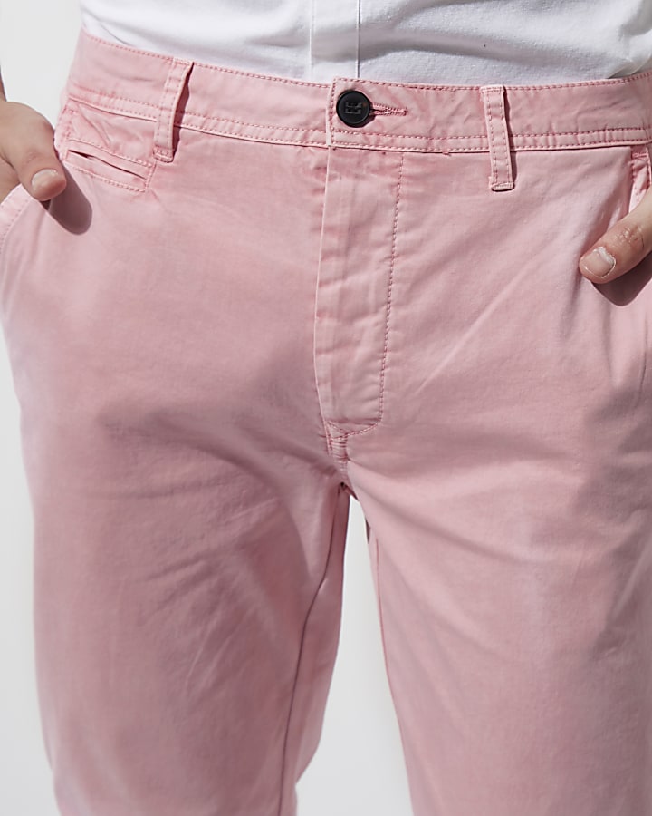 Pink skinny chino trousers