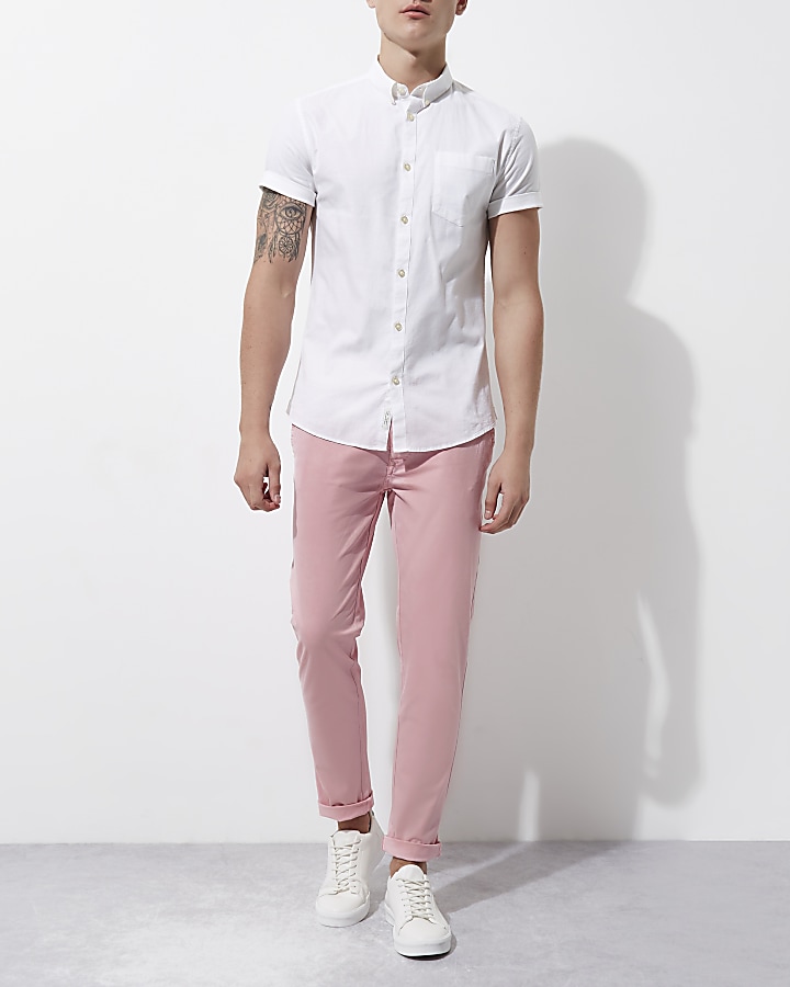 Pink skinny chino trousers