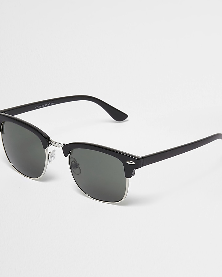 Black retro frame sunglasses