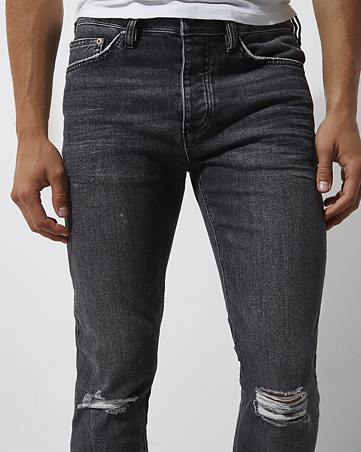 Washed black ripped knee Dylan slim fit jeans