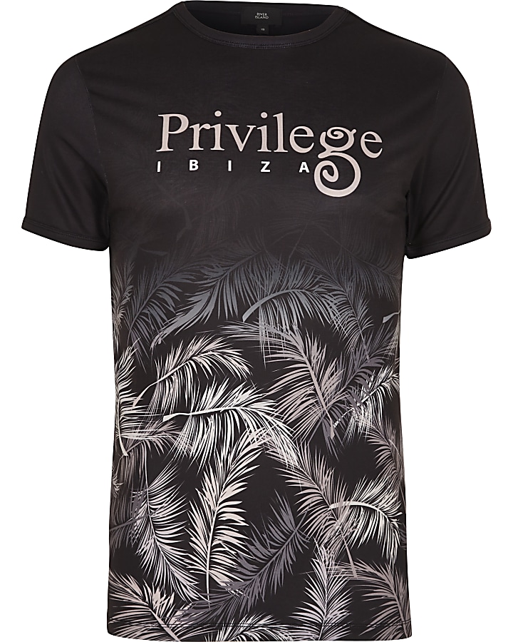 Black 'Privilege Ibiza' muscle fit T-shirt