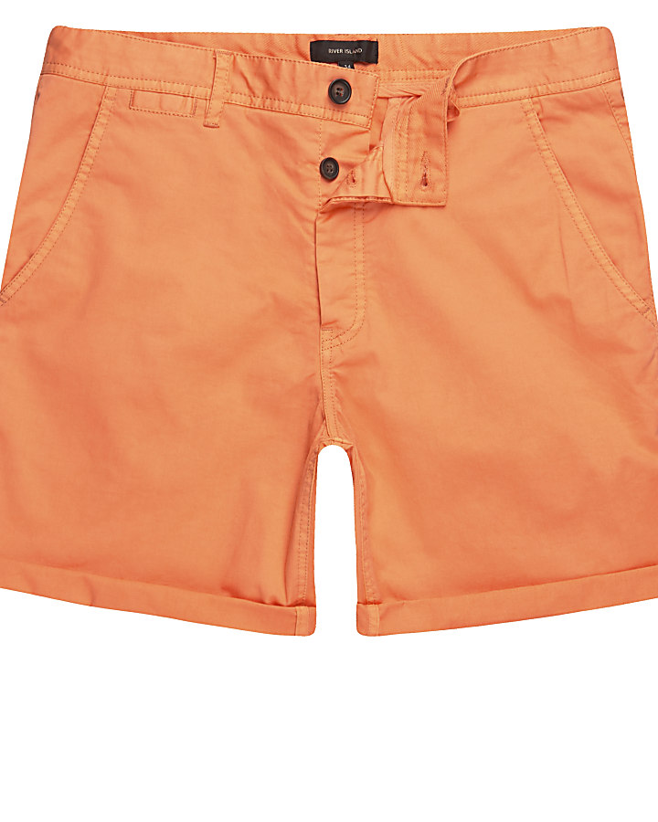Orange slim fit chino shorts