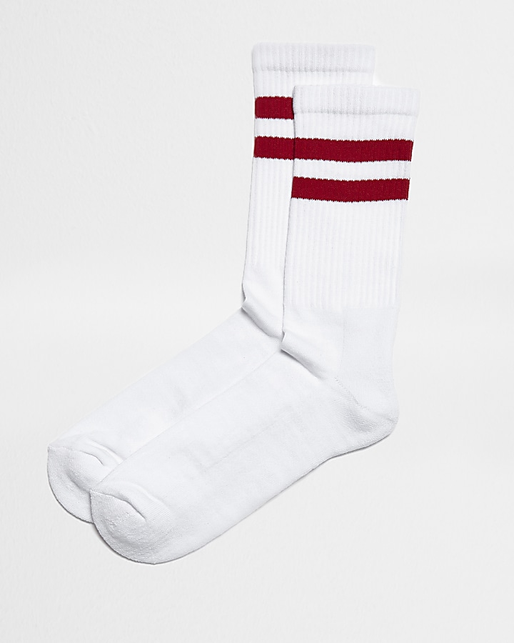 White red stripe tube socks