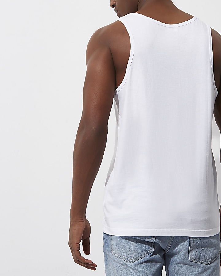 White 'Los Angeles' print vest