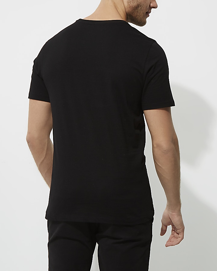 Black 'New York' embroidered slim fit T-shirt